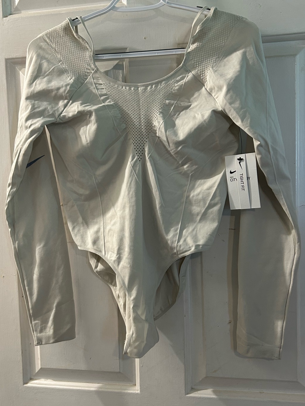 Nike Light Gray Scoop-Neck Long Sleeve Bodysuit